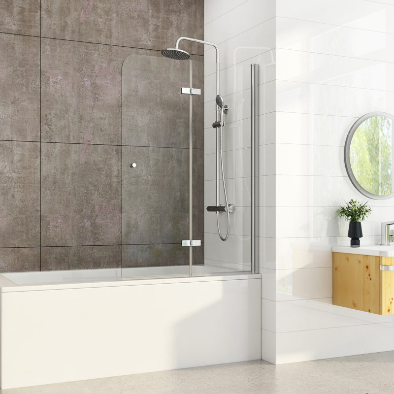 Bathandhomes 55"X36" BiFold Bath Tub Shower Door Swing Screen Hinged